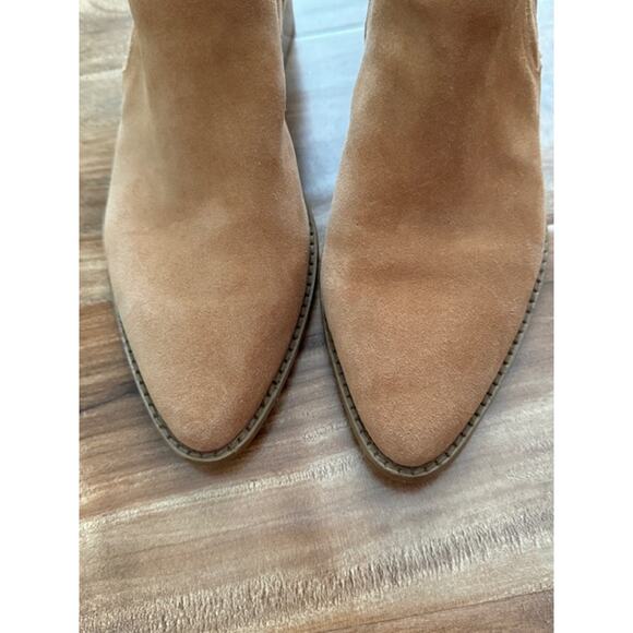 Rebecca Minkoff Jacy Chelsea Suede Ankle Boots Butterscotch Tan Camel- Size 8.5M - Picture 8 of 11